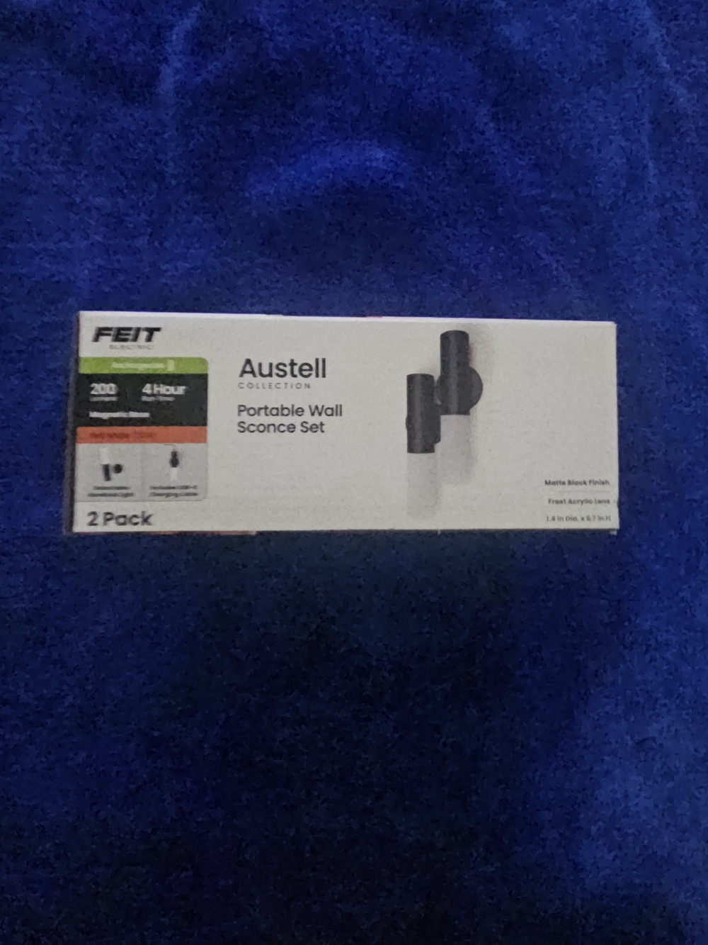 FEIT Austell Portable Wall Sconce Set - Matte Black & Frost White (2 Pack) - Picture 3 of 5